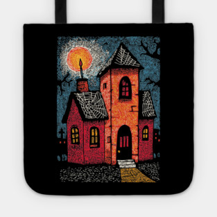 Spooky Haunted House | Gothic Folk Horror Art Tote