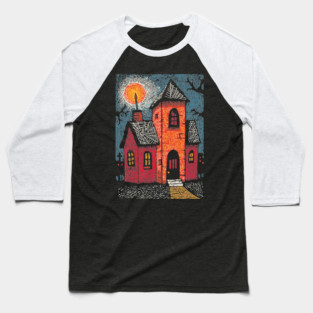 Spooky Haunted House | Gothic Folk Horror Art Baseball T-Shirt