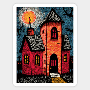Spooky Haunted House | Gothic Folk Horror Art Sticker