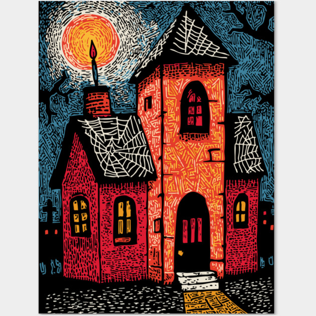 Spooky Haunted House | Gothic Folk Horror Art Wall Art by TuncGK