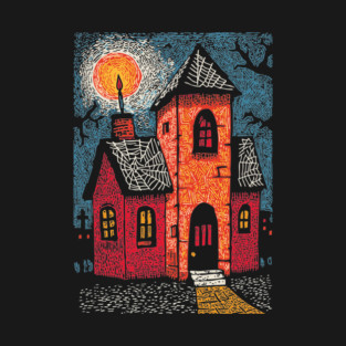 Spooky Haunted House | Gothic Folk Horror Art T-Shirt