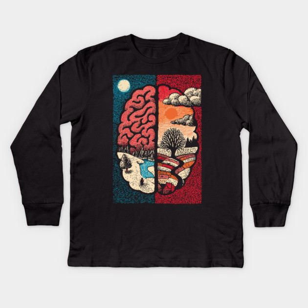 A Mindful Brain | Nature and Consciousness Kids Long Sleeve T-Shirt by TuncGK