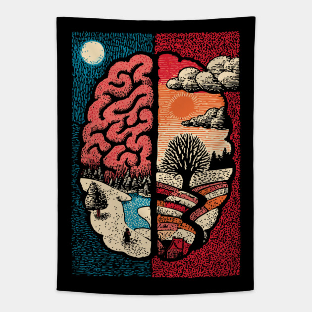 A Mindful Brain | Nature and Consciousness Tapestry by TuncGK