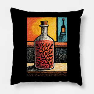 A Thought in a Bottle | Surreal Metaphysical Art Pillow