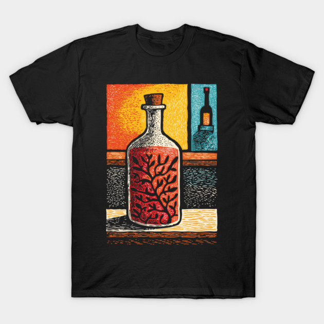 A Thought in a Bottle | Surreal Metaphysical Art T-Shirt by TuncGK