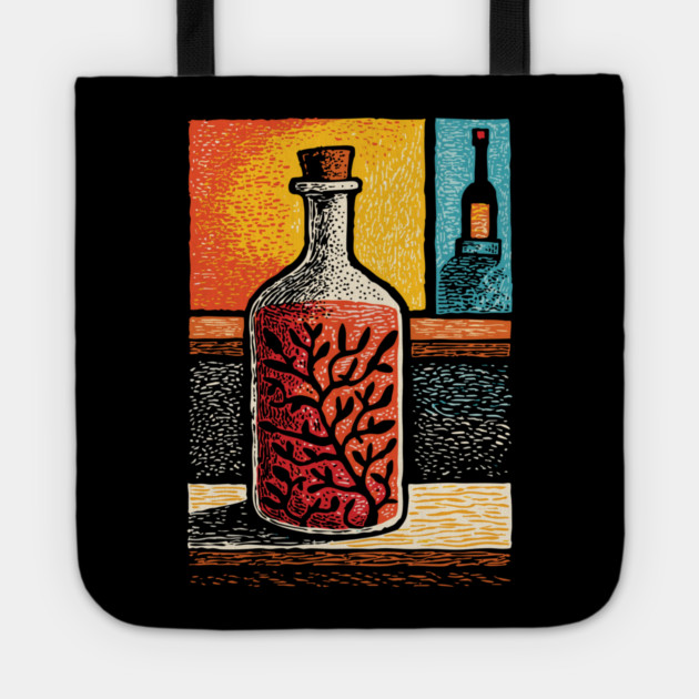 A Thought in a Bottle | Surreal Metaphysical Art Tote by TuncGK