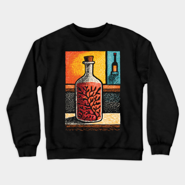 A Thought in a Bottle | Surreal Metaphysical Art Crewneck Sweatshirt by TuncGK