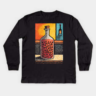 A Thought in a Bottle | Surreal Metaphysical Art Kids Long Sleeve T-Shirt