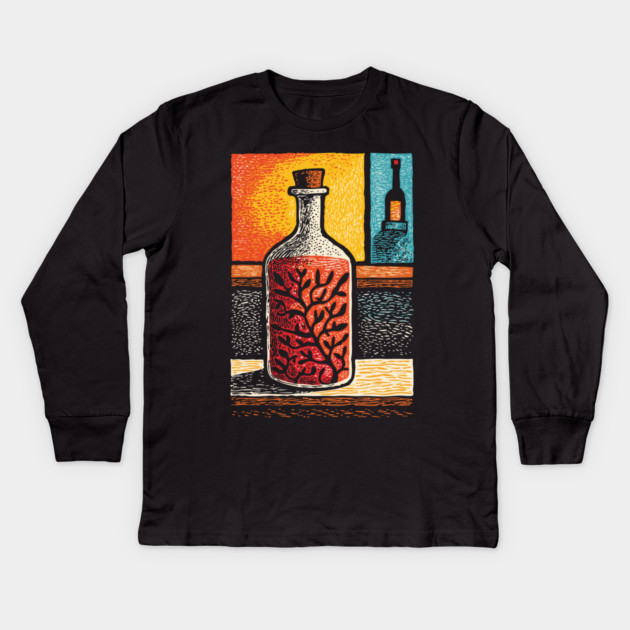 A Thought in a Bottle | Surreal Metaphysical Art Kids Long Sleeve T-Shirt by TuncGK