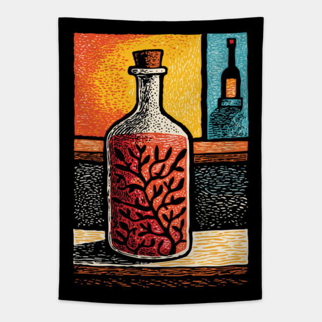 A Thought in a Bottle | Surreal Metaphysical Art Tapestry by TuncGK