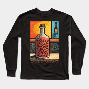 A Thought in a Bottle | Surreal Metaphysical Art Long Sleeve T-Shirt