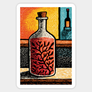 A Thought in a Bottle | Surreal Metaphysical Art Sticker