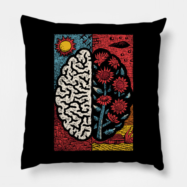 A Blooming Mind | Mental Health Growth Art Pillow by TuncGK