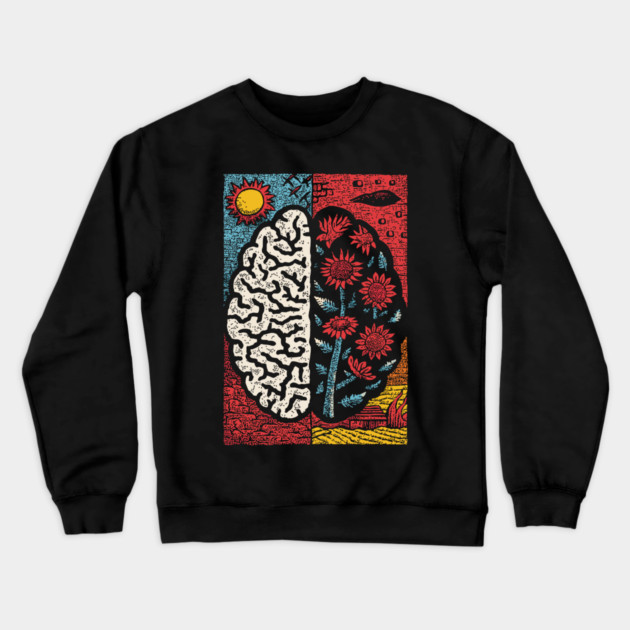A Blooming Mind | Mental Health Growth Art Crewneck Sweatshirt by TuncGK