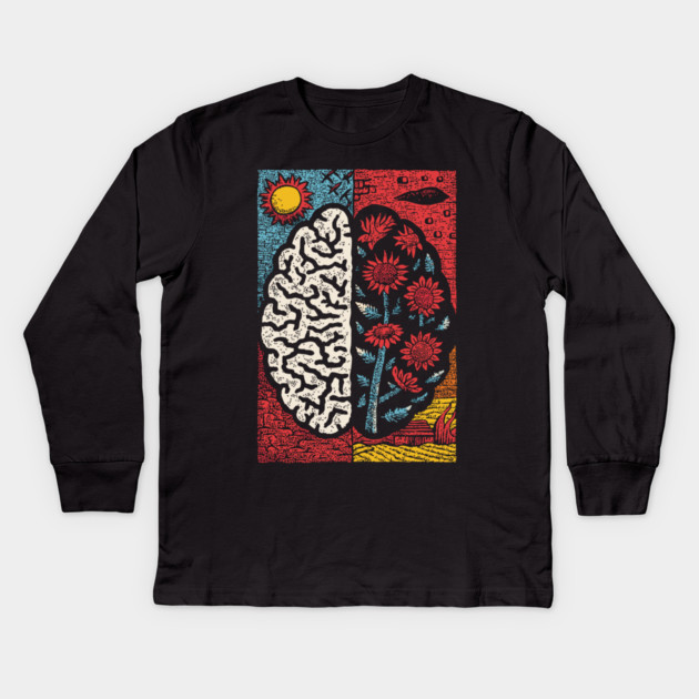 A Blooming Mind | Mental Health Growth Art Kids Long Sleeve T-Shirt by TuncGK