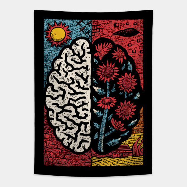 A Blooming Mind | Mental Health Growth Art Tapestry by TuncGK