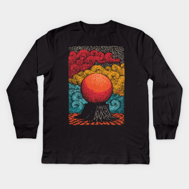 The Heart of the World | Surreal Tree of Life Orb Kids Long Sleeve T-Shirt by TuncGK