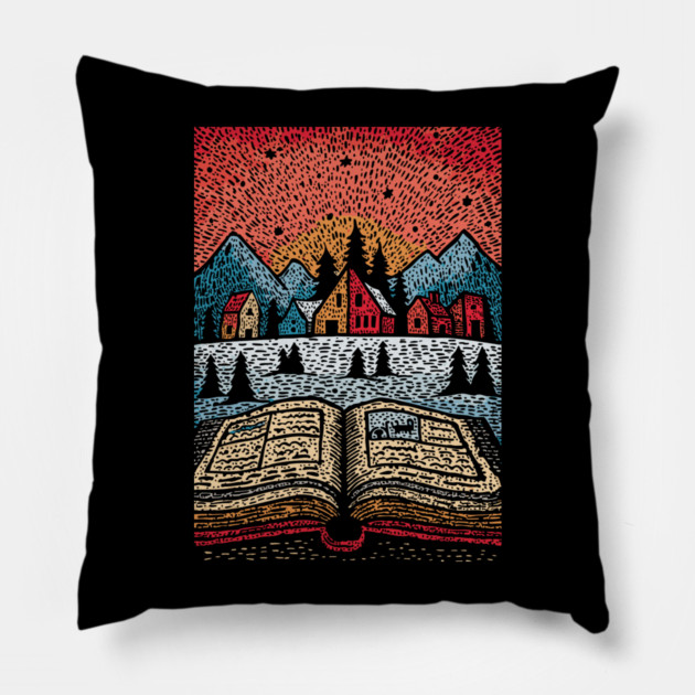 Open Book Fantasy World | A Reader's Escape Pillow by TuncGK