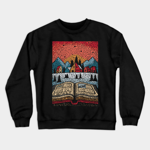 Open Book Fantasy World | A Reader's Escape Crewneck Sweatshirt by TuncGK