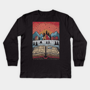 Open Book Fantasy World | A Reader's Escape Kids Long Sleeve T-Shirt