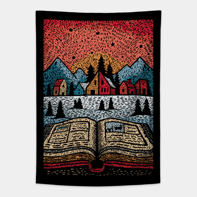Open Book Fantasy World | A Reader's Escape Tapestry by TuncGK