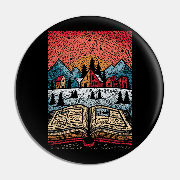 Open Book Fantasy World | A Reader's Escape Pin by TuncGK