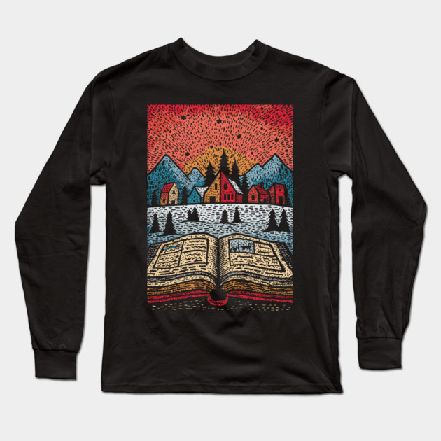 Open Book Fantasy World | A Reader's Escape Long Sleeve T-Shirt by TuncGK