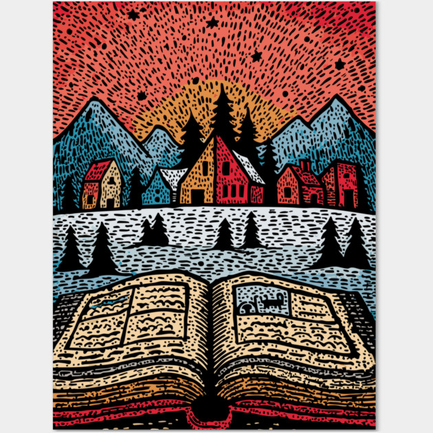 Open Book Fantasy World | A Reader's Escape Wall Art by TuncGK