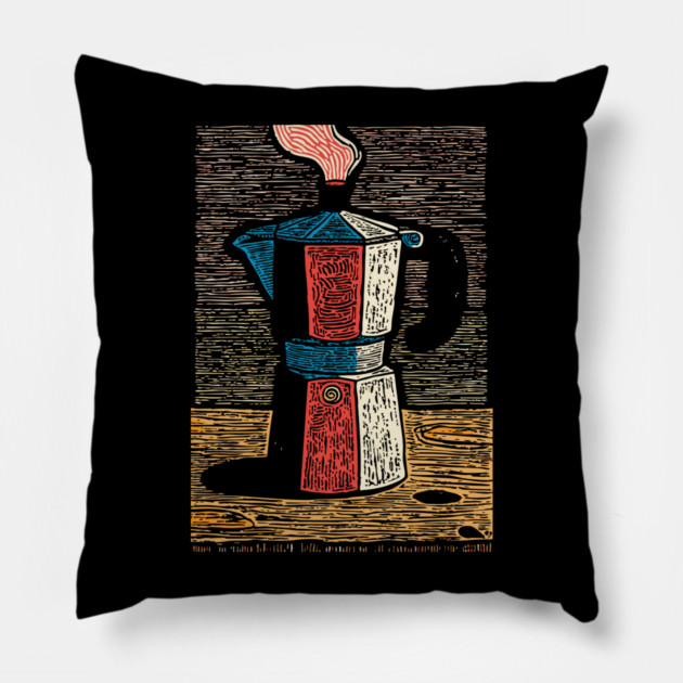 Stovetop Moka Pot | Italian Coffee Maker Art Pillow by TuncGK