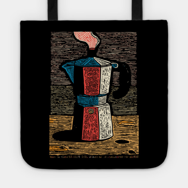 Stovetop Moka Pot | Italian Coffee Maker Art Tote by TuncGK