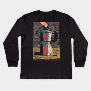 Stovetop Moka Pot | Italian Coffee Maker Art Kids Long Sleeve T-Shirt
