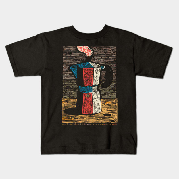 Stovetop Moka Pot | Italian Coffee Maker Art Kids T-Shirt by TuncGK