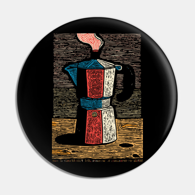 Stovetop Moka Pot | Italian Coffee Maker Art Pin by TuncGK