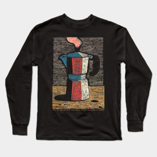 Stovetop Moka Pot | Italian Coffee Maker Art Long Sleeve T-Shirt