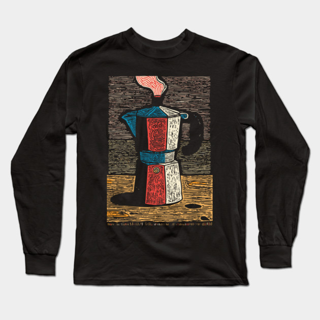 Stovetop Moka Pot | Italian Coffee Maker Art Long Sleeve T-Shirt by TuncGK