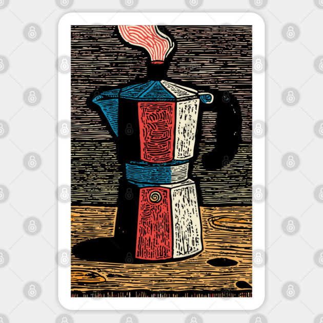 Stovetop Moka Pot | Italian Coffee Maker Art Sticker by TuncGK