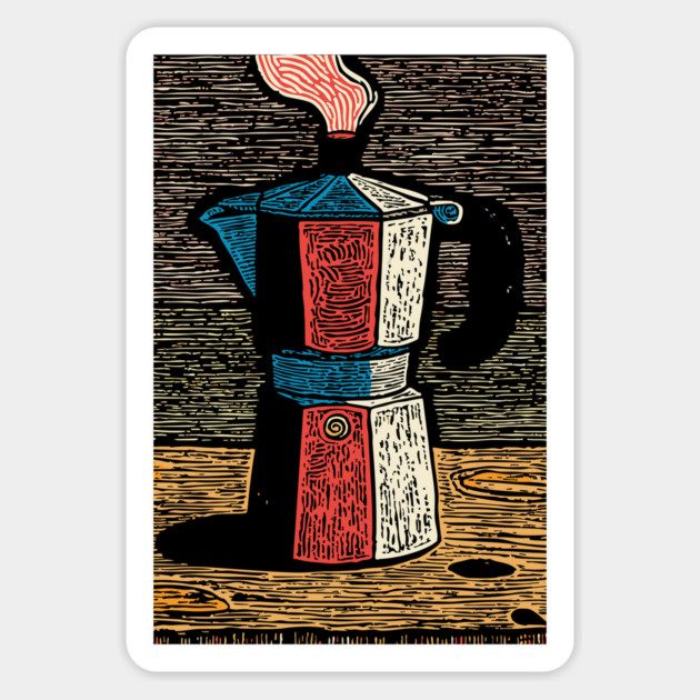Stovetop Moka Pot | Italian Coffee Maker Art Magnet by TuncGK