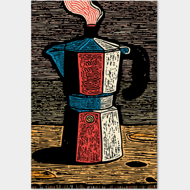 Stovetop Moka Pot | Italian Coffee Maker Art Wall Art by TuncGK