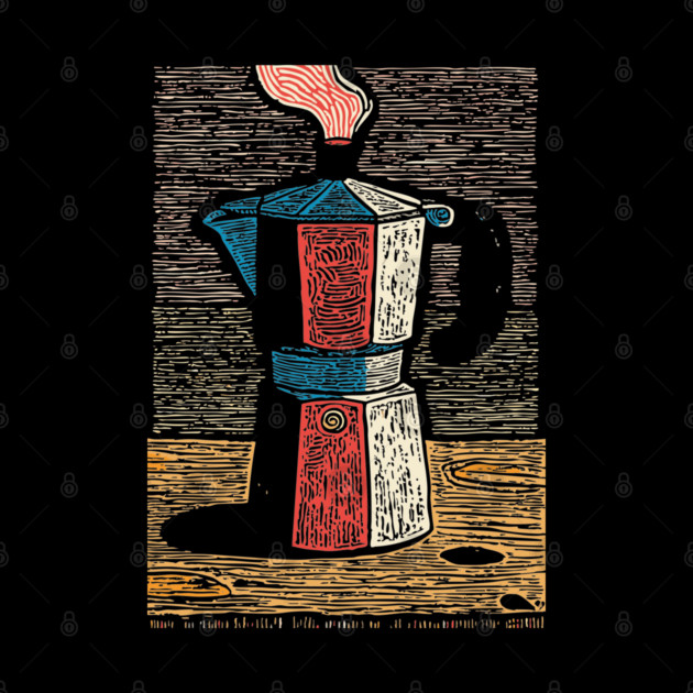 Stovetop Moka Pot | Italian Coffee Maker Art by TuncGK