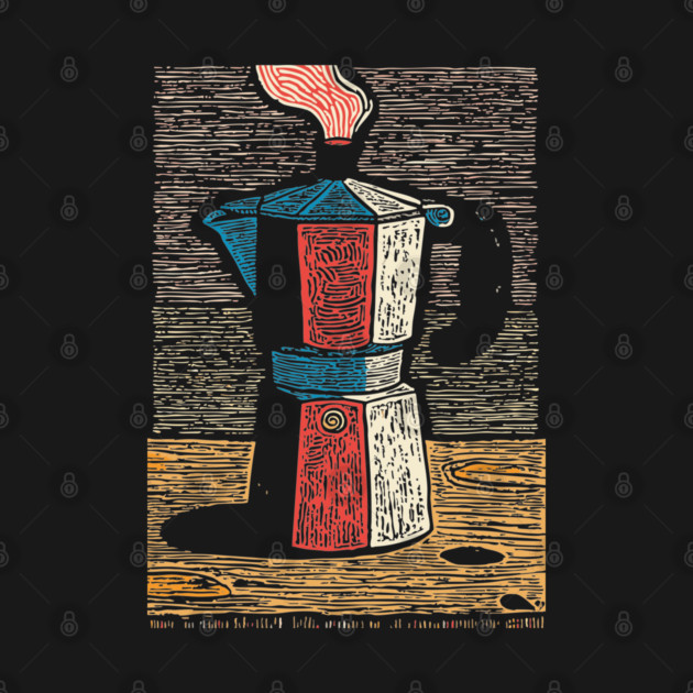 Stovetop Moka Pot | Italian Coffee Maker Art by TuncGK