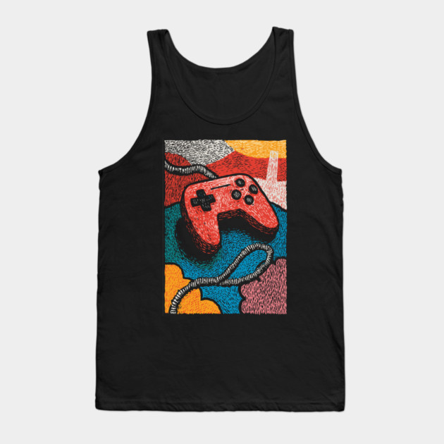 Retro Game Controller | Psychedelic 90s Gamer Art Tank Top by TuncGK