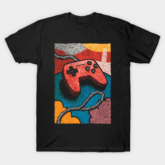 Retro Game Controller | Psychedelic 90s Gamer Art T-Shirt by TuncGK