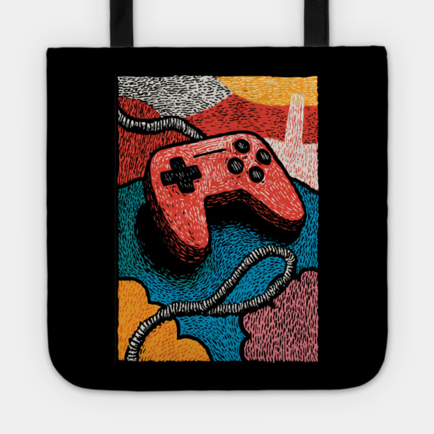 Retro Game Controller | Psychedelic 90s Gamer Art Tote by TuncGK