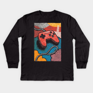 Retro Game Controller | Psychedelic 90s Gamer Art Kids Long Sleeve T-Shirt