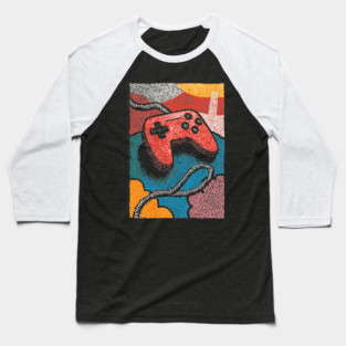 Retro Game Controller | Psychedelic 90s Gamer Art Baseball T-Shirt