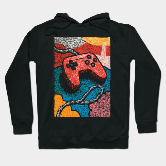 Retro Game Controller | Psychedelic 90s Gamer Art Hoodie by TuncGK