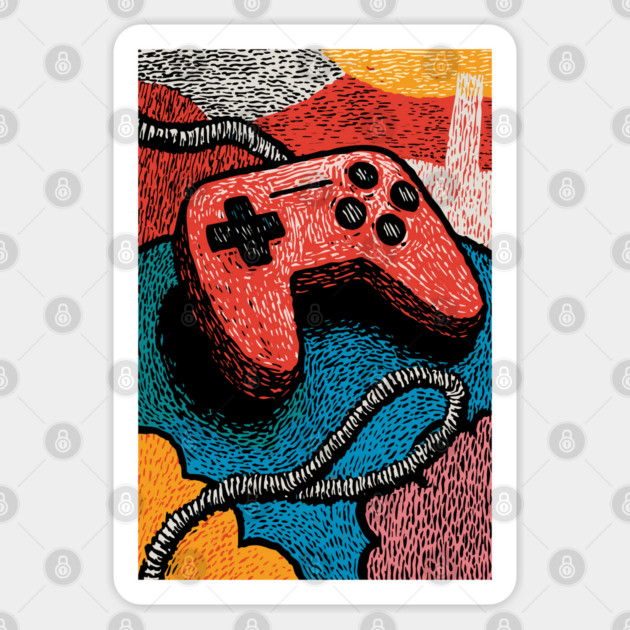 Retro Game Controller | Psychedelic 90s Gamer Art Sticker by TuncGK