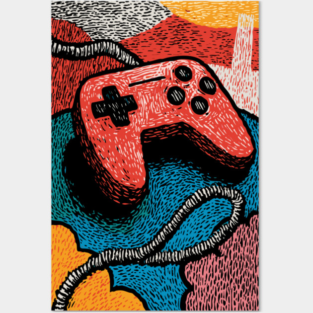 Retro Game Controller | Psychedelic 90s Gamer Art Wall Art by TuncGK