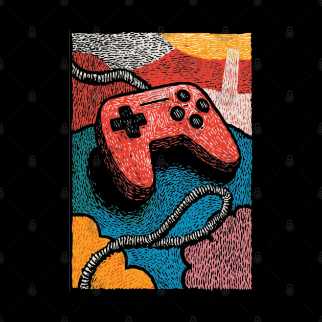 Retro Game Controller | Psychedelic 90s Gamer Art by TuncGK