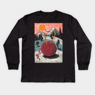 Cozy Ball of Yarn | A Knitter's Hygge Life Kids Long Sleeve T-Shirt